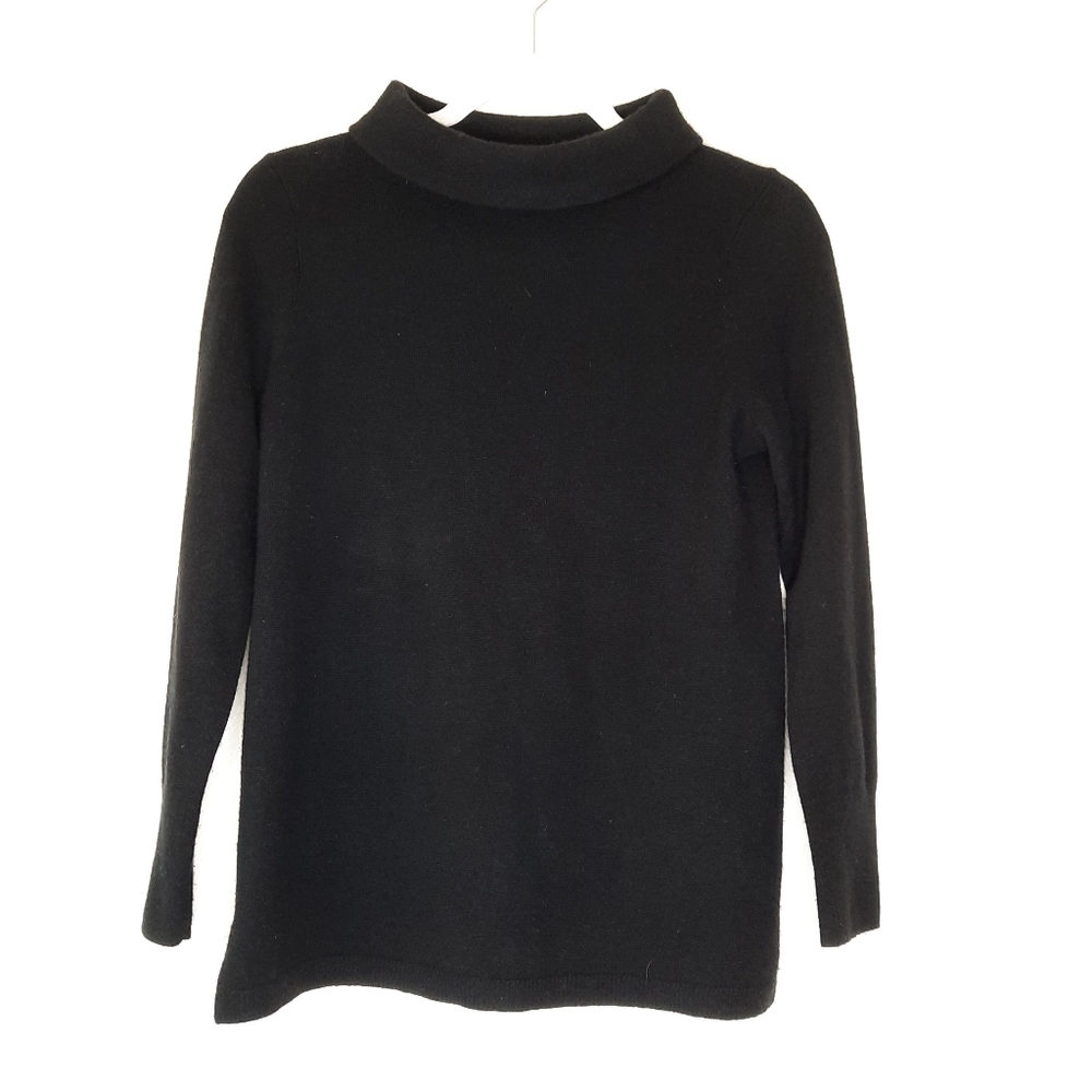 Talbots Black Cashmere Mock Neck Sweater SP